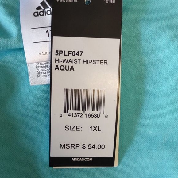 Adidas HIgh Waist Hipster Bikini Bottom Aqua 1X - Picture 12 of 12